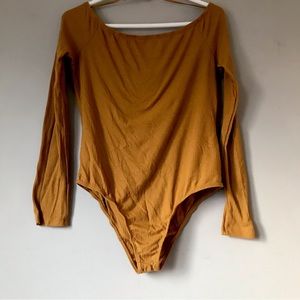 Ambiance Mustard Color Long Sleeve Bodysuit, size L